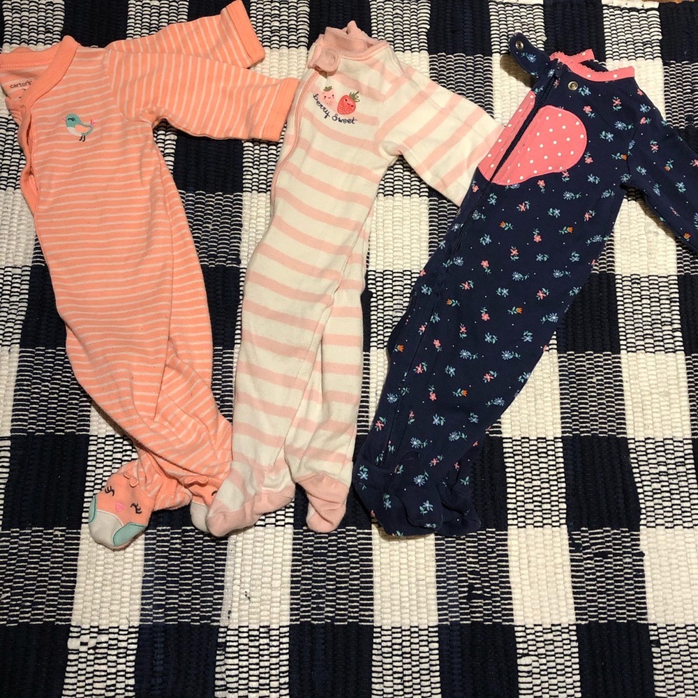 Set of 3 Footie Pajamas 0-3 and 3 months
